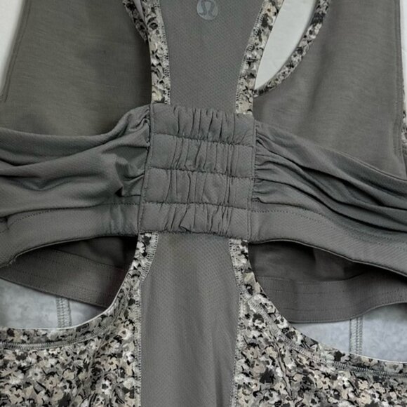 Lululemon Tone It Tank Top Bra Stretch Mesh Pocket Ruched Run Yoga Neutral Crew - Picture 12 of 16